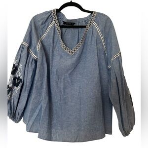 Zara long sleeve size L embroidered tunic top
